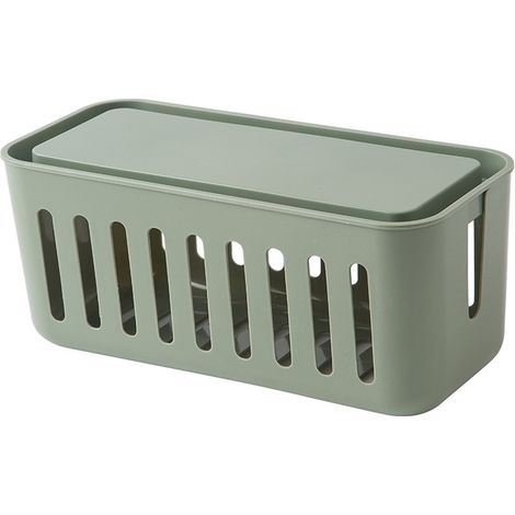 Boîte de Rangement pour Multiprise avec 6 Ports de Charge, Ventilation Intégrée et Design Minimaliste - Vert Pois pour Maison (1/5)