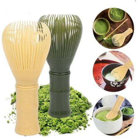 Lot de 2 fouets en résine pour poudre de thé vert matcha, fouet à poudre réutilisable (jaune + vert) (1/4)