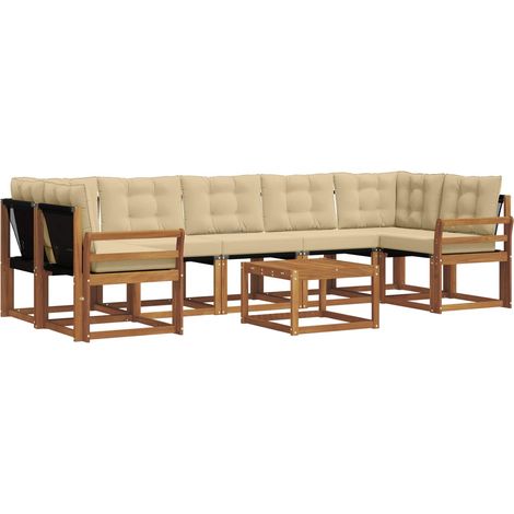 Ensemble de canapés d'extérieur 8 pcs Salon de jardin Naturel et Beige (1/5)