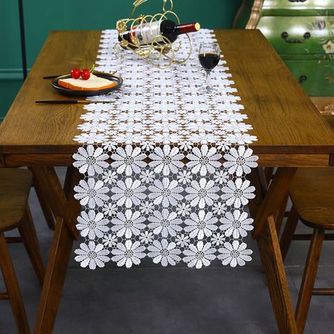 Chemise De Table En Dentelle - 40 X 180 Cm Et 40 X 150 Cm - Pour Table Rondes Carrées Ou Rectangulaires - Lot De 1 (1/5)
