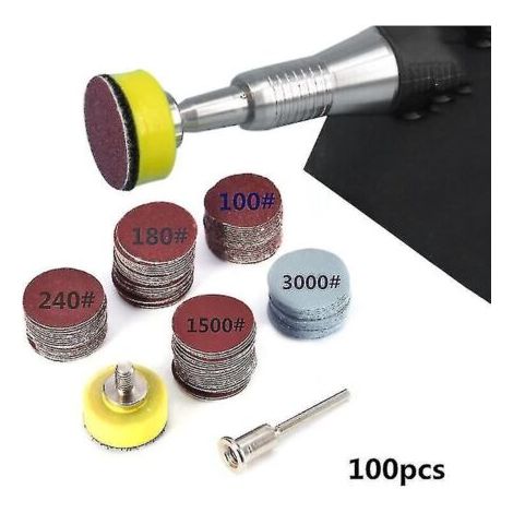 Kit de 100 disques de ponçage assortis pour outil rotatif Dremel - Papiers abrasifs de polissage de grain 100 à 3000