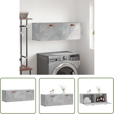 The Living Store Armoire murale gris béton 100x36,5x35 cm bois d'ingénierie - Armoire Murale - Meuble Rangement - Étagère Murale - Stockage Mural - Déco Murale (1/5)