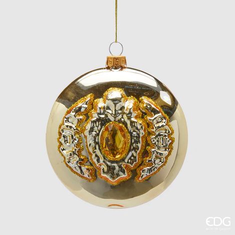 EDG, PENDENTE CON GEMMA, H12XØ10CM, ORO, NATALE, DECORAZIONI DI NATALE
