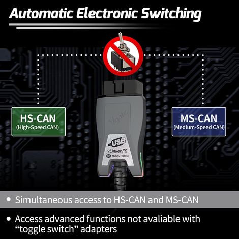 Adattatore vLinker FS USB OBD2 per for-Scan HS/MS-Can Auto Switch (1/4)