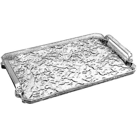 Rechteckiges Serviertablett, Küchen-Organizer, Couchtischtablett, Wasserbechertablett für Bar, Küche, Kosmetik, Dessert, Frühstück-Clear L (1/5)
