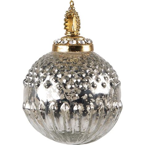 Boule de Noël pour Décoration de Sapin en Verre Argenté avec Accents Dorés 7 cm - PANGIVO (1/2)