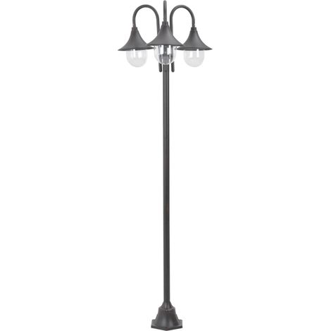 Garten-Pollerleuchte E27 220 cm Aluminium 3-Laterne Bronze vidaXL