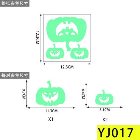 Autocollants d'Halloween, autocollants phosphorescents, en forme de têtes de citrouilles fantômes et de décorations de chauves-souris, L179 (1/5)