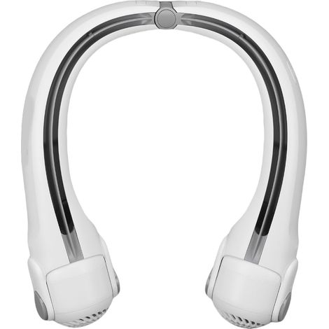 Ventilatore portatile da collo, senza pale, 3 velocità di ventilazione, dotato di batteria da 2400 mAh, ideale per rinfrescarsi all'aperto e in viaggio. (1/5)