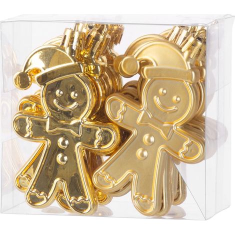 Dekoration MagicHome Weihnachten, Set, 12 Stk., 8 cm, Lebkuchenmann, golden, für Weihnachtsbaum (1/2)