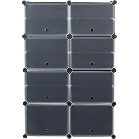 Meuble chaussures 28 paires noir 7 niveaux, étagère à chaussures extensible, armoire de rangement chaussures (1/5)
