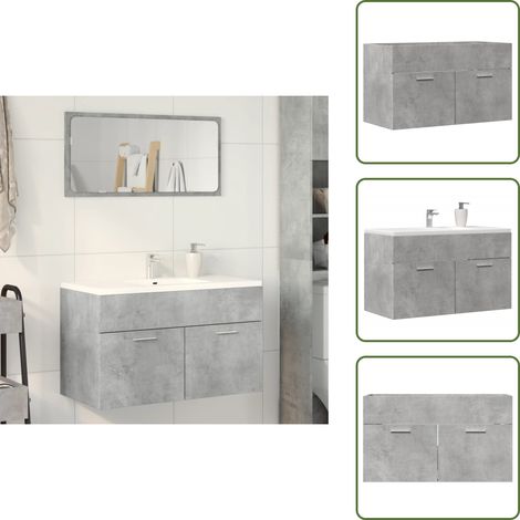 Armoire d'évier Gris béton 80x38,5x46 cm Aggloméré - Armoire D'évier - Armoires D'évier - Armoire De Salle De Bain - Armoire