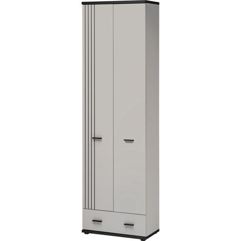 Armoire 2 Portes & 1 Tiroir "Hugo" 60cm Gris & Noir