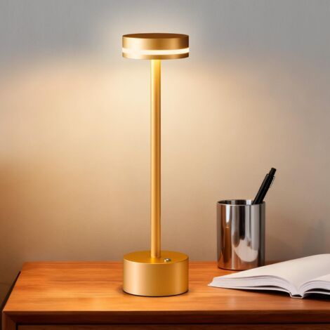 Lampada da scrivania portatile in metallo - Adatta per camere da letto, soggiorni, bar, ecc. - 1 pezzo, oro (1/4)