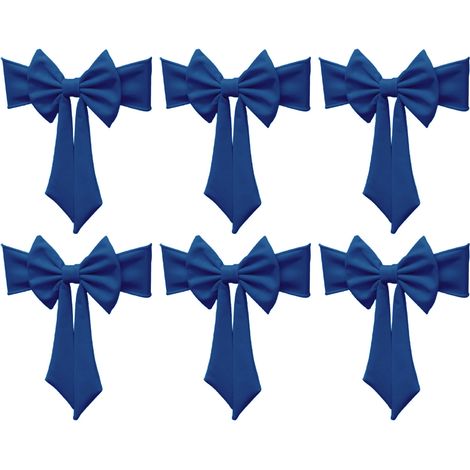 (Set mit 6) 6 elastische, knotenlose Stuhllehnendekorationen, ideal für Hotelbankette, mit Blumenband und dickem Gummiband (Größe 11, dickes Blau). (1/3)