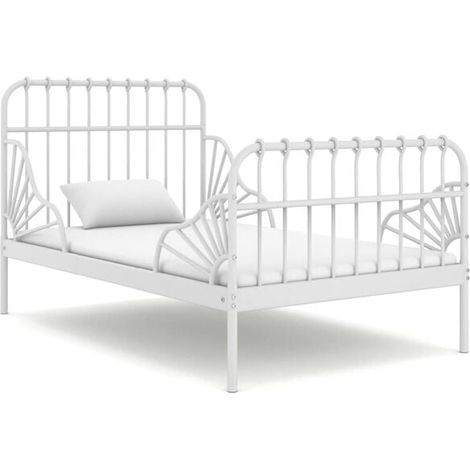 Cadre de lit extensible (matelas non inclus), métal blanc, 80 x 130/200 cm (1/5)