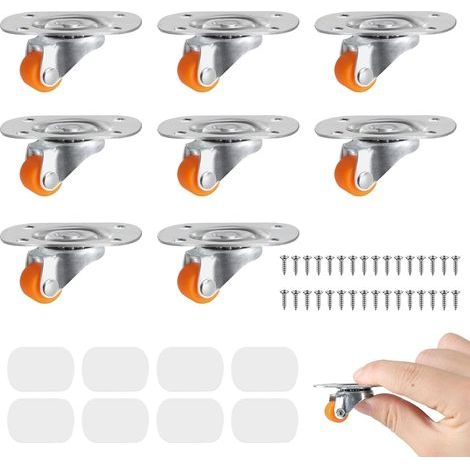 8pcs Petites Roulettes en Caoutchouc 12mm Petites Roues Pivotantes en Caoutchouc a 360 Mini Roulette pour Meubles Adhesive Roulette pour Petit Electromenager Roulettes de Transport Universelles (1/5)
