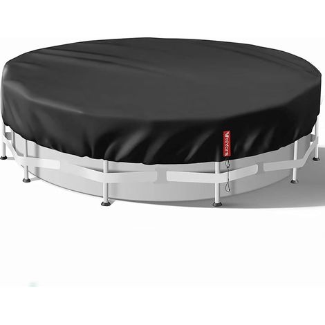 Bâche de piscine pour réservoir de piscine - En tissu Oxford 420D - Protection UV - Avec cordon de serrage et clous de sol pour stabilité et installation facile - Noir - 660 cm (1/5)