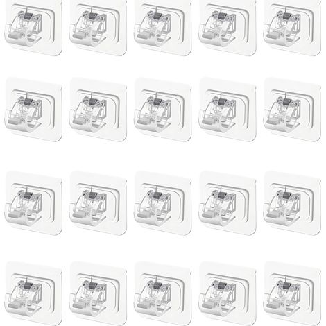 lot de 20 supports tringle à rideaux, autocollants, clips à ressort, abs transparent, pour cuisine et salle de bain