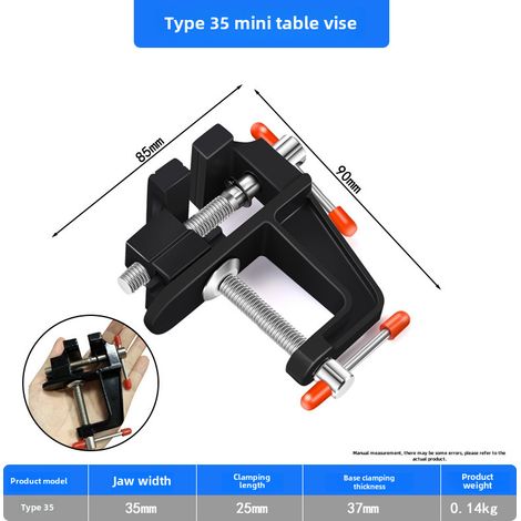 Mini étau d'établi, étau plat de précision pour établi, petit étau de table domestique, étau d'établi industriel robuste (étau de table en aluminium moulé de 35 pouces). (1/5)