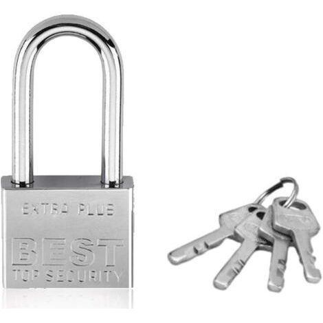 Cadenas de sécurité, Cadenas à clé Cadenas à Anse Longue 40 mm pour Casier de Gym Abri de Jardin Garage Clôture (1/5)