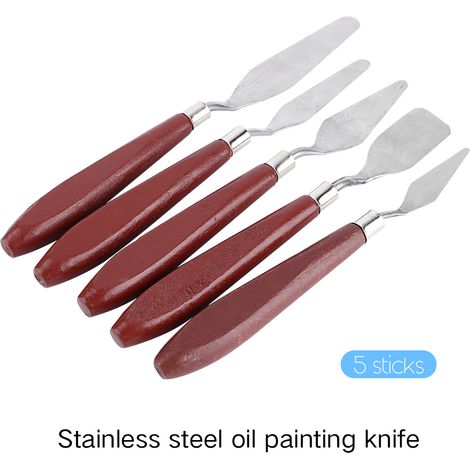 5 Spatules en Acier Inoxydable pour Peinture à l’Huile et Acrylique - Couteaux à Palette Pro Artiste (1/5)
