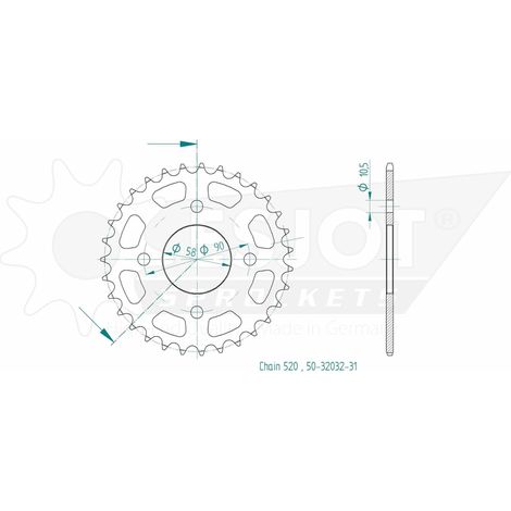 Couronne Acier Honda - 520 - 31 Dents - Made in Germany (1/2)