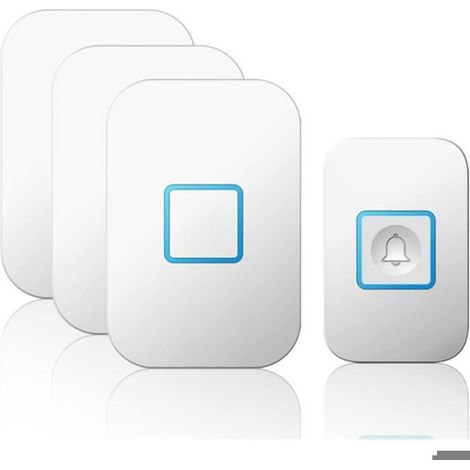 Sonnette sans fil intelligente - - 1 bouton - 3 récepteurs - Portée 400 m - 60 carillons - LED - IP55