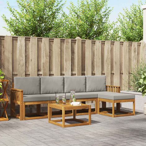 vidaXL Ensemble de canapés d'extérieur 6 pcs Gris Naturel et Clair