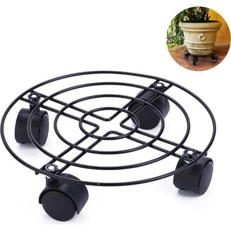 Support robuste en fer pour plantes en pot avec roulettes, support rond pour pots de fleurs, pour l'intérieur et l'extérieur (1/5)
