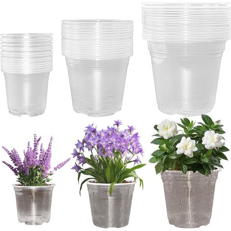 45 Pièces Pot pour Orchidées en Plastique, 11.5/12.7/16 cm Pots de Fleurs en Plastique Pot de Pépinière Transparent Pots Semis Plastiques Pôts de Culture Plante pour Intérieur, Extérieur (1/5)