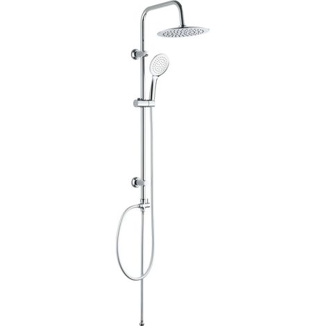 Metaform - Saliscendi Doccia con soffione e doccetta Cromo in Acciaio inox e ottone cromato Mod. Zeus plus