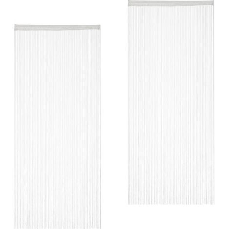 Rideau Fils - 90x245 cm - Pour Porte ou Fenêtre - Lot de 4 - Blanc (1/5)