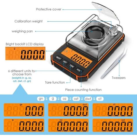 RHG 0.001g Balance numérique électronique Portable Mini balance Précision Balance de poche professionnelle Milligramme 50g Poids d'étalonnage 颜色随机