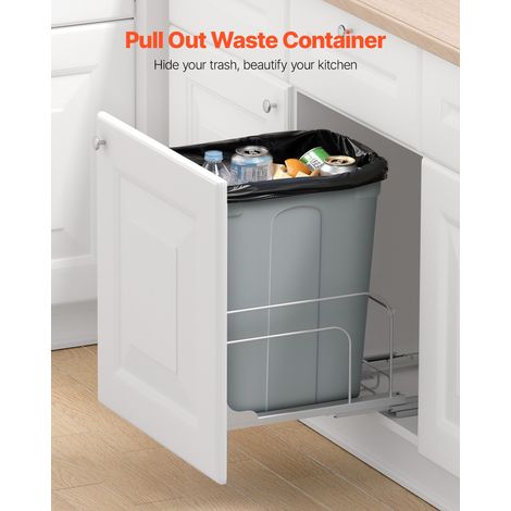 Poubelle Coulissante sous Évier et sous Plan 33 L, Collecteur de Déchets avec Système Coulissant en Métal à Fermeture Douce, Systèm… (1/5)