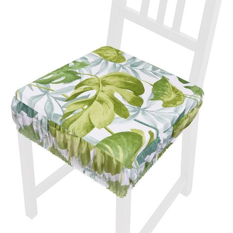 Cuscino Sedia Sfoderabile Cotone Lavabile Coprisedia Con Elastico Vestisedia Palma 100% Made In Italy