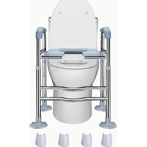 Rehausseur De Toilette Adulte,Hauteur Réglable,Pieds Antidérapants Remplaçables,Pas De Perçage,Convient Aux Personnes Âgées,Aux Personnes Handicapées,Aux Femmes Enceintes,Etc. (1/5)