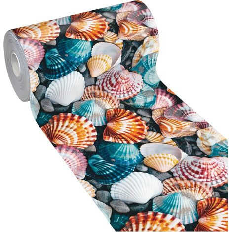 Tappeto Cucina Pvc Morbido Passatoia Antimacchia Gomma Antiscivolo Flessibile Conchiglie - 51x160 cm