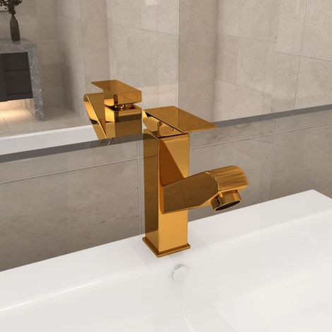 Bathroom Basin Faucet with Pull-out Function Gold 157x172 mm vidaXL