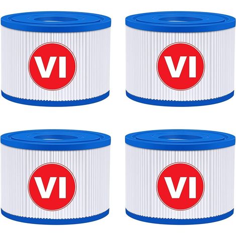 KGC VI Filtre pour Spa, VI Filtre Cartouche Piscine Filtrantes, Cartouche VI Filtrante- Compatible avec Bestway 58323E, Compatible avec Coleman Saluspa 90427E, Compatible avec Lay-Z-Spa (4PCS) (1/5)