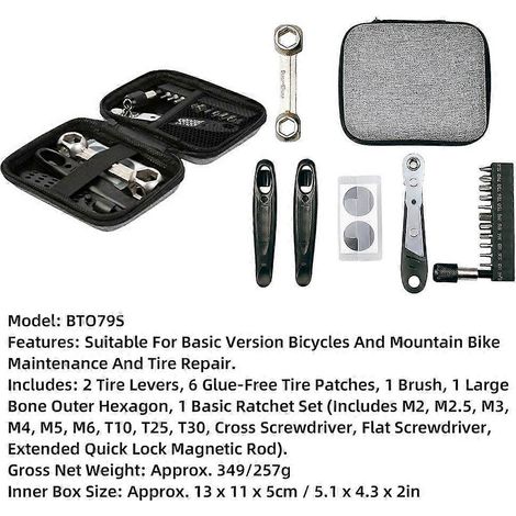 Kit d'outils de réparation pour vélos, outil multifonction portable pour l'entretien de base des vélos et VTT