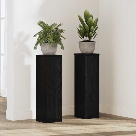 Pflanzenständer 2 pcs Schwarz Eichen-Optik 17 x 17 x 60 cm