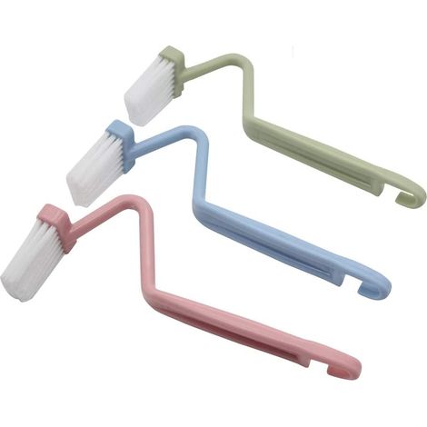 Cepillo de inodoro curvo tipo V de plástico de 20,3 cm para limpiar los bordes del inodoro (color aleatorio, paquete de 2), cepillos para inodoro (1/5)