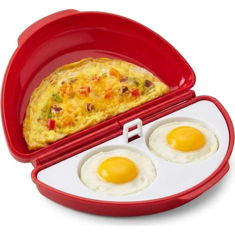 Cuiseur à œufs 2 en 1 pour micro-ondes - Petit-déjeuner compact avec moule à maïs - Plastique PP sans BPA - Pour œufs pochés, omelettes et œufs brouillés - Petit-déjeuner rapide et sain à la maison et (1/5)