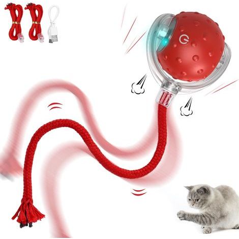 Gioco interattivo per gatti - Palla elettrica ricaricabile automatica, movimento irregolare, stimola l'istinto di caccia, per gatti adulti da interno, adatta a pavimenti duri e tappeti (1/5)