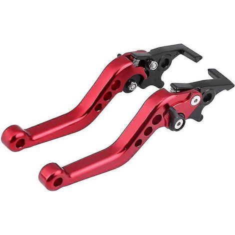 Lot de 2 leviers d'embrayage pour moto/scooter/vélo électrique GY6 125 150 GP110 Xmax400 Performance CNC, leviers de frein à disque, poignée - Rouge (1/5)