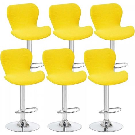 Lot de 6 housses de tabouret pivotant incurvées jaunes, 40 x 30 x 30 cm, housses de chaise de bar à dossier bas, adaptées aux comptoirs/cuisines (1/5)