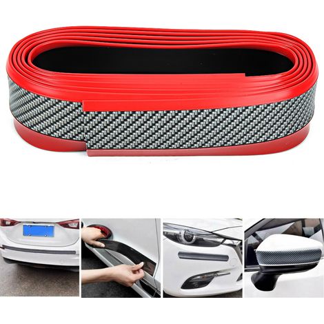 Bande anti-collision bicolore style fibre de carbone pour voiture, protection anti-rayures, décoration (1/4)