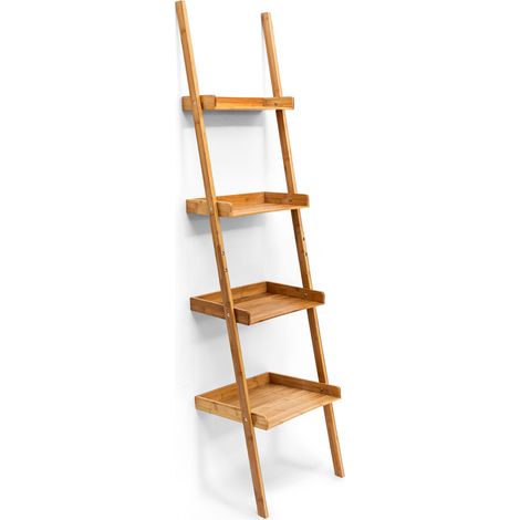 Scaffale a scala moderno a 4 livelli per pratico stoccaggio bagno cucina camera da letto in bambù naturale 130004149