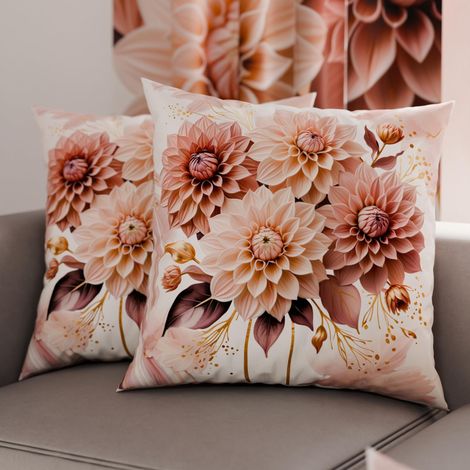 Lot de 2 Taies d'Oreillers 40x40 cm 100% Microfibre Hypoallergénique, Housse Oreiller Rectangulaire Motif Floral Rose, Paquet de 2 (1/3)